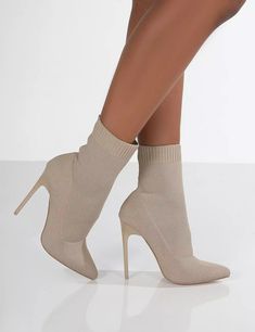 Trendy High Heel Winter Booties, Trendy Beige Winter Boots, Trendy Beige Party Boots, Winter High Heel Boots With Padded Ankle, Cream High Heel Winter Boots, Cream Fitted Heels For Fall, Cream Heeled Boots For Fall Party, Fitted Cream Heeled Boots For Winter, Trendy Winter Cream Booties