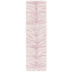 a white and pink rug with zebra print