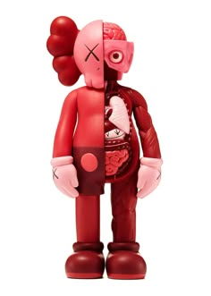 a red and white toy with a human body