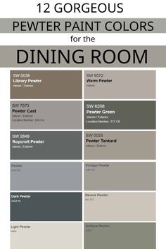 the different colors of paint that are used for dining room walls and ceilinging, including gray