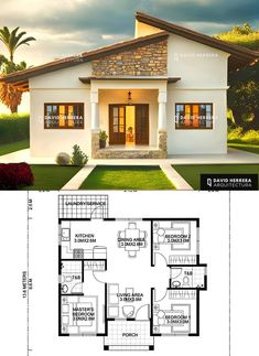 two story house plans with one bedroom and living room in the middle, while another floor plan