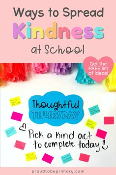 a poster with the words, ways to spread kindness at school and how to use it