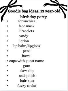 the birthday party list is shown in black and white