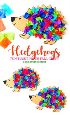 Tissue Paper Hedgehog Craft Tear Paper Fall Craft, Crafts For September For Toddlers, Animal Crafts For 3rd Graders, Hedgehog Crafts Preschool, Autumn Art Ideas For Kids Classroom, Fall Hedgehog Craft, Crafts With Tissue Paper For Kids, Hedgehog Crafts For Preschoolers, Forest Animal Art Preschool