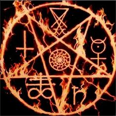 the sigilian symbol is surrounded by flames