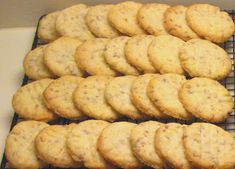 cookies are cooling on a rack in the oven and ready to be baked or eaten