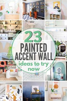 many different pictures with the words painted accent wall ideas to try now in orange and white