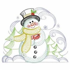 a snowman with a hat and scarf