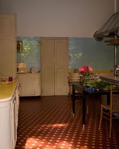 the kitchen is clean and ready to be used for cooking or baking, but it's still in use