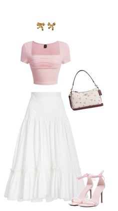 Fashion Aesthetic Pink, Quick Outfits, Aesthetic Pink, White Skirt