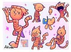 an image of cartoon cats with different poses