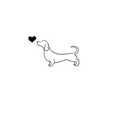 a black and white drawing of a dog with a heart in its mouth