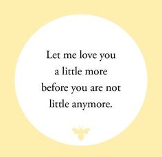 a quote that says let me love you a little more before you are not little anymore