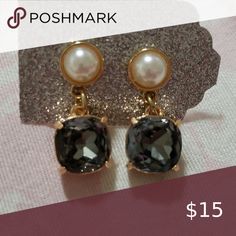 Faux pearl studs with black crystal studs. Nwt Hand Crafted Jewelry, Crafted Jewelry, Pearl Studs, Black Crystals, Handcrafted Jewelry, Jewelry Crafts, Faux Pearl