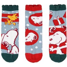 Get into the holiday spirit with the Peanuts Adult Snoopy and Woodstock Holiday 3-Pair Chenille Quarter Crew Socks! This adorable set includes three pairs of festive socks, each featuring our beloved duo, Snoopy and Woodstock, in fun and cheerful holiday designs. With colorful toes and heels that add a playful touch, these socks are great for adding holiday cheer to your wardrobe. The scalloped cuffs and ultra-soft chenille fabric make these socks stylish and incredibly cozy. Designed for comfor Holiday Socks, Fluffy Socks, The Peanuts, Sock Packs, Holiday Wardrobe, Cuff Detail, Snoopy And Woodstock, Peanuts Snoopy, Chenille Fabric