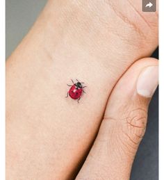 a ladybug tattoo on the left wrist