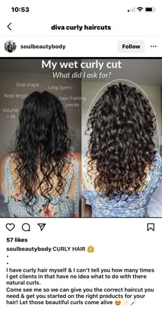 Long Layered Curly Hair, Long Curly Haircuts, Curly Cut, Hair Cuts With Layers, Curly Hair Care Routine, Natural Curly Hair Cuts, Layered Curly Hair, Curly Hair Photos, Natural Wavy Hair