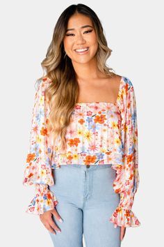 BuddyLove Flora Flowy Cropped Top - Wild Flower Boho Long Sleeve Top, Flowy Crop Top, Flawless Beauty, Spring Fever, Boho Shirts, Wild Flower, Clothing Labels, Boho Women, Fashion Outfit