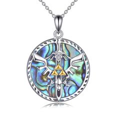 PRICES MAY VARY. Design: The Triforce symbol necklace is a recurring relic in the Zelda saga. The Triforce determines the fate of the Hyrule kingdom because it does not distinguish between "good" and "evil". Material: Made of S925 Sterling Silver Zelda necklace with abalone shell, which is hypoallergenic, and comfortable for sensitive skin. Zelda Triforce Pendant Size: 22.3*19.8MM(LxW). Weight: 3.52g. Legend of Zelda Jewelry Gifts: Share this sterling silver Legend of Zelda necklace with your so Zelda Necklace, Zelda Jewelry, Triforce Symbol, Legend Of Zelda Triforce, Zelda Triforce, Symbol Necklace, Good And Evil, Abalone Shell, Necklace Sterling Silver