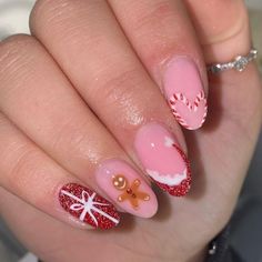 Cute Christmas Nails, Girly Acrylic Nails, Her Nails, Red Nail