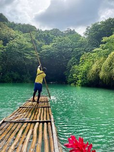 Rafting on the Blue lagoon located in Portland ,Jamaica. Birthday In Jamaica, Blue Lagoon Jamaica, Vacation Portraits, Bamboo Rafting, Water Aesthetic