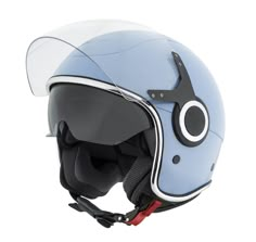 a blue helmet with an eye on it