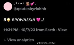 the text on the screen says, brownskin 11 13 pm 10 / 27 from earth view