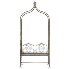 a wrought iron bed frame with two hearts on the top and one heart at the bottom