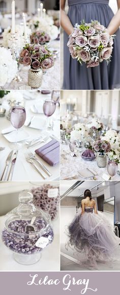 a collage of photos with flowers in vases and other things on the table