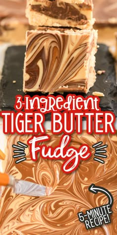 three ingredient tiger butter fudge