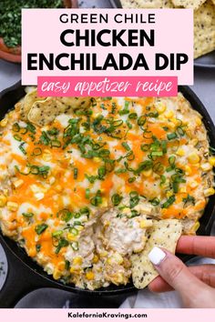 chicken enchilada dip is an easy appetizer recipe