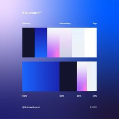 the color scheme is blue, purple and white with different shades to choose between them