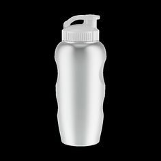 a white sports bottle on a black background with clippings to the top and bottom