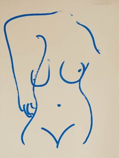 a blue drawing of a woman's torso on a white background with lines drawn across it