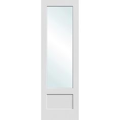 a white door with a mirror on the front and side paneled in to it