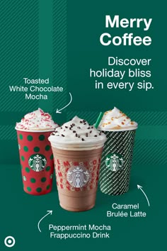 starbucks holiday drinks with information about each drink