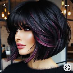 Dark Hair With Highlights, Haircut And Color, Hair Today, Great Hair, Short Bob, Medium Hair, Hair Extension