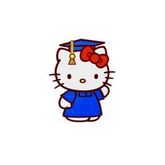 an image of a hello kitty wearing a graduation cap