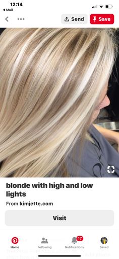 High And Low Lights, Cool Blonde Hair Colour, Hair Color Blonde Highlights, Cool Blonde Hair, Cool Blonde, Blonde Hair Shades, Low Lights Hair, Pinterest Hair, Blonde Hair With Highlights