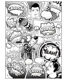 comic book page with black and white illustrations - miscellaneous objects / items clippings