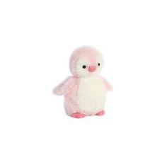 a small pink and white stuffed penguin