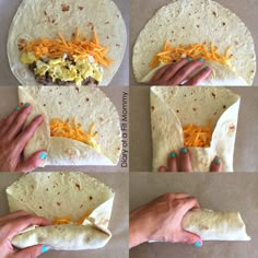 the process of making tortilla wraps with cheese