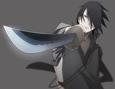 an anime character holding a large knife in his hand