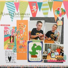 a scrapbook page with some pictures and words on it, including an image of two boys