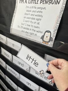 This free penguin pocket chart poem is perfect for prek, kindergarten, and first grade Winter themed lesson plans and arctic animals activities