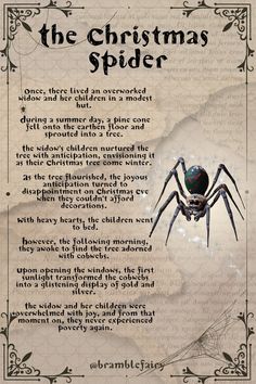 the christmas spider poem is shown in this image