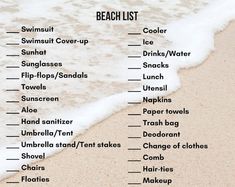 the beach list is shown on the sand