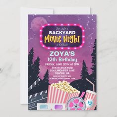 a movie night birthday party with popcorn and sodas