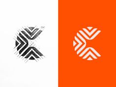 an orange and white background with two different logos