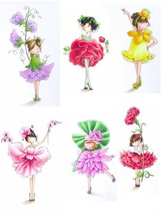 Flower Fairy Drawing, Fairy Pictures, Card Toppers, Flower Fairies, Digi Stamps, Flower Art Painting, Flower Fairy